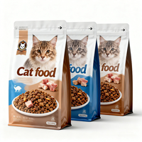 Sachets personnalisés à fond plat en Mylar de 1 kg, 2 kg, 3 kg, 5 kg, 10 kg, 15 kg, 20 kg pour aliments pour animaux de compagnie, emballage en vrac pour aliments pour chats