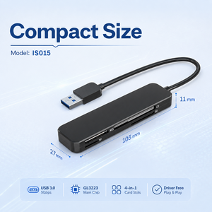 Lector <span class=keywords><strong>de</strong></span> Tarjetas USB C 4 en 1, USB 3.0, 5Gbps, Adaptador para Tarjetas <span class=keywords><strong>de</strong></span> Memoria CF, MS, SD, TF, Compatible con <span class=keywords><strong>Lectura</strong></span> Simultánea para PC y Laptop - Product Image 3