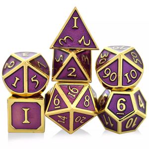 Juego de dados RPG D & D de Metal hueco poliédrico negro de 7 piezas D100 D20 Edge 100 dados de dragones de mazmorras de dados cargados de gran cara - Product Image 3