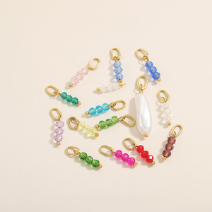 Breloques en perles facettées colorées |   Pendentif en acier inoxydable plaqué or 18K PVD pour bracelets, colliers et boucles d'oreilles |   Imperméable - Product Image 4