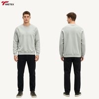 Sweat-shirt à col rond en molleton double tricoté épais pour homme TIMETEX, mélange de coton, coupe oversize, poches zippées, vente en gros OEM