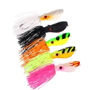 Weihe Sports Leurre flottant coloré en forme de calamar, avec double hameçons grenouille, perles sonores à effet barbe, hameçons griffe de poulet, appât vivant en ABS, pour le marché international - Product Image 1