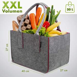 Sac de rangement en feutre polyester 30L avec logo personnalisé, deux poignées, fermeture ouverte, pour les courses quotidiennes, couleur personnalisée - Product Image 2