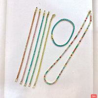 CH-LHB1488 Trendiges Candy-Color CZ Tennis-Armband Großhandel Vergoldetes Farbiges CZ Charm-Link Damen Tennis-Uhrenarmband Großhandel