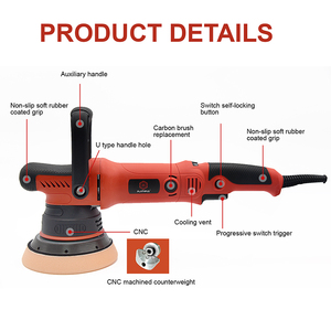Polisseuse de voiture PLATYPUS 1000W à double <span class=keywords><strong>action</strong></span>, 6 vitesses réglables, 110-230V, longue poignée, plateau de support de 5 pouces, certifiée CE, garantie 1 an - Product Image 6