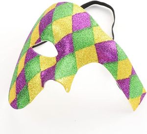 HLC หน้ากากปาร์ตี้งานเลี้ยงมาร์ดิกราส์สีม่วงสีเขียวทองมาร์ดิกราส์ฮาร์เลควินสำหรับปาร์ตี้พาเหรดเทศกาลอ้วน - Product Image 2