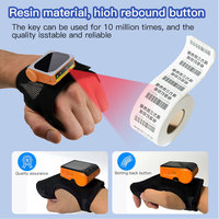 Escáner de Código de Barras Bluetooth EDOO 2D 1D, Anillo de Dedo con Escáner de Código QR Inalámbrico, Mini Inventario Portátil para Almacén
