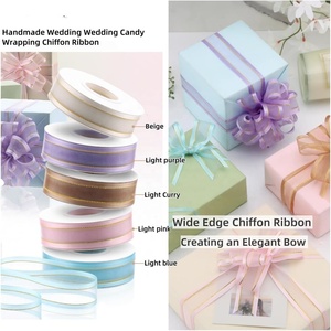 ริบบิ้นผ้าออร์แกนซ่าชีฟองลาย <span class=keywords><strong>Clarin</strong></span> ขอบสีทอง ขนาด <span class=keywords><strong>1</strong></span> นิ้ว แบบโปร่งแสง 25 หลา/ม้วน สำหรับงานฝีมือ ห่อของขวัญ งานปาร์ตี้ วันแม่ - Product Image 3