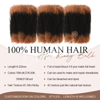 Originea Afro Kinky Bulk Brasiliano, Capelli Umani Super Double Drawn da 22 Pollici, Pre-Stirati per Treccine Morbide