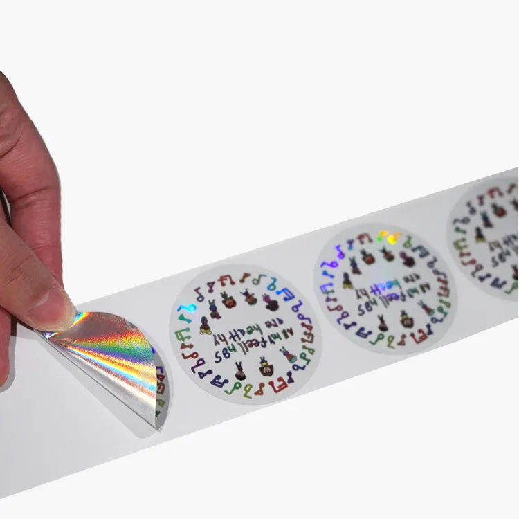 wholesale waterproof holographic rainbow effect stickers custom adhesive vinyl logo laser hologram printed labels