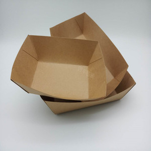 Eco Friendly Disposable Brown Kraft <b>Paper</b> Food Boat <b>Tray</b> Food <b>Paper</b> <b>Tray</b> - Product Image 6