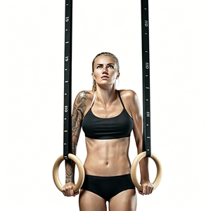 Wooden Customizable 28mm 32mm <b>Size</b> Gymnastic Equipment <b>Adjustable</b> Strap Gym <b>Rings</b> for Core Strength Exercise - Product Image 6