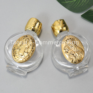 Botella de Agua Bendita de Vidrio, Frascos Pequeños de Vidrio para Bautizo Católico, Tapas Doradas, Recipientes Vacíos Reutilizables para Agua Bendita - Product Image 4