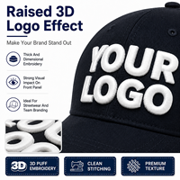 Gorra de béisbol personalizada con bordado 3D en relieve, logotipo en relieve, estructurada, de seis paneles, de algodón, para promoción de marcas de ropa urbana.