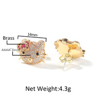 Nouvel ensemble de bijoux Hello Kitty de haute qualité 2026, en laiton serti de zircons 5A, collier, bague et boucles d'oreilles, cadeau idéal, dropshipping