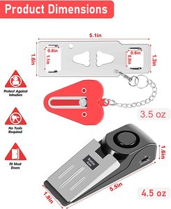 WEIJU serrure de porte Portable et alarme d'arrêt de porte, <span class=keywords><strong>Kit</strong></span> de porte de sécurité à double Protection pour hôtel voyage <span class=keywords><strong>maison</strong></span> appartement <span class=keywords><strong>maison</strong></span> - Product Image 2