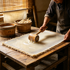 Ancient Hand Pulped Raw Mulberry Bark Paper For Oriental Calligraphy Watercolor Painting And Traditional Fine Art Creation - Product Image 1