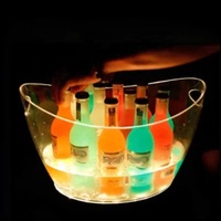 Lincond 12l seau à vin en acrylique Rechargeable LED Champagne en plastique LED seau à glace grand refroidisseur de vin