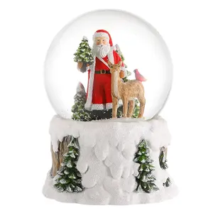 Custom Resin Snow Globe Santa Claus Elk Water Globe Glitter Powder Base Winter Decoration Souvenir Gift Christmas Snow Globe