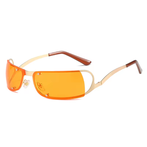 Lunettes de soleil Y2K rectangulaires en métal UV400, protection extérieure, luxe, unisexe, blanches - Product Image 3