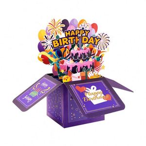 Cartes de vœux créatives en forme de boîte carrée 3D, faites à la main, pour un cadeau d'anniversaire - Product Image 3