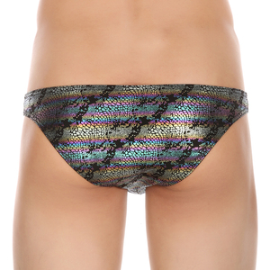 All'ingrosso lucido lavorato a maglia a vita bassa oro argento nero colorato Bodybuilding mostra biancheria intima da uomo con Logo in vita slip ad asciugatura rapida - Product Image 5