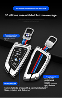 Étui de protection pour clé de voiture en métal tendance, en alliage de zinc, avec porte-clés pour clé BMW