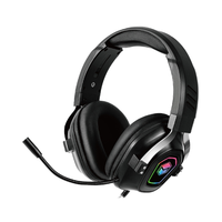 Casque de jeu filaire RGB supra-auriculaire avec microphone dynamique, son surround, faible latence, flexible, batterie longue durée, pour DJ, en métal et cuir, pour la voix