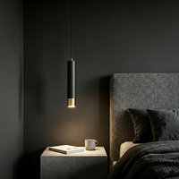 NewThingLine LED Petit luminaire suspendu en acier noir mat minimaliste 220V GU10 Design scandinave Angle de faisceau réglable