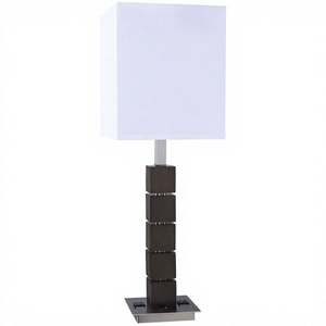 Modern Square <b>Crystal</b> Table Lamp with Linen Fabric and Gold Base Shade Electric Power Supply for USA <b>UK</b> Middle East Market - Product Image 1