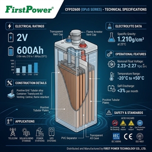 Batterie au plomb-liquide 2V 600Ah pour substation solaire et télécommunications - Product Image 3