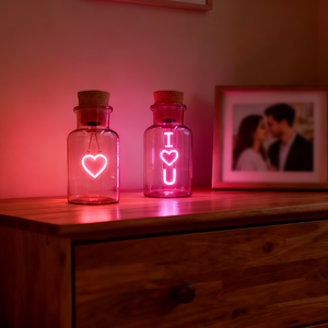 Lámpara de Diseño Único, Lámpara de Botella de Vidrio de Colores, Corazón, Deseo, Arcoíris, Bombilla LED Recargable USB-C, Luz de Regalo para Fines Decorativos - Product Image 4