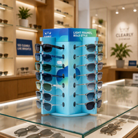 Présentoir à lunettes en carton personnalisé avec logo d'usine, support de présentation de lunettes en papier ondulé pour comptoir de magasin