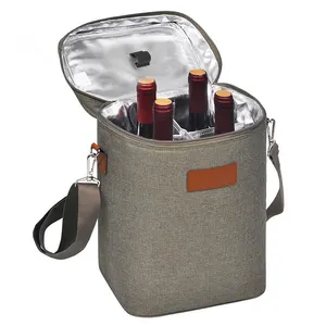 2021 600D durable waterproof insulated wine bottle cooler lunch bag