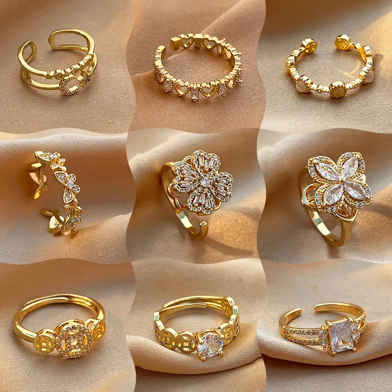 Trendy Vergulde Volledig Diamant Hart Cz Opaal Stapelbare Knokkel Duim Stapelen Ringen Voor Vrouwen Meisje Statement Sieraden