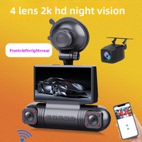 Caméra de tableau de bord de voiture 2K Ultra HD à 4 objectifs avec caméra avant et arrière, WiFi, capteur G, 170° °   Enregistreur de conduite à vision nocturne grand angle pour véhicule