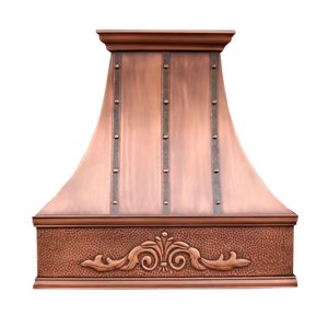 غطاء موقد نحاسي مصنوع يدويًا على شكل جرس مع زخارف منحوتة، غطاء مطبخ تقليدي بطراز المزرعة - Product Image 4