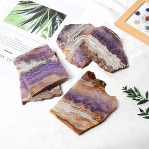 Vente en gros de bijoux en cristal naturel poli, améthyste brute, agate en tranches pour la décoration intérieure - Product Image 2