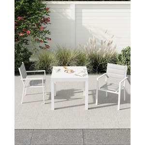 Espandibile 31 "-63" Patio <span class=keywords><strong>tavolo</strong></span> da pranzo Set esterno telaio in alluminio modello di <span class=keywords><strong>legno</strong></span> <span class=keywords><strong>bianco</strong></span> per 4-6 persone per il ponte del cortile - Product Image 5