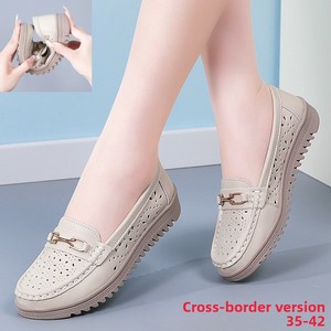 Mocassins transfrontaliers d'été respirants en PU massif évidé avec semelle extérieure en caoutchouc thermoplastique, chaussures <span class=keywords><strong>bateau</strong></span> à enfiler grande taille pour - Product Image 2