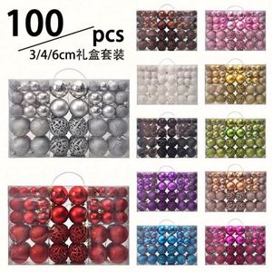 101 Pcs UV Printing Christmas Ball + Star Gift Box Christmas <b>Tree</b> Ornaments 3-6cm <b>Light</b>/Matte/Painting Plastic Balls - Product Image 5