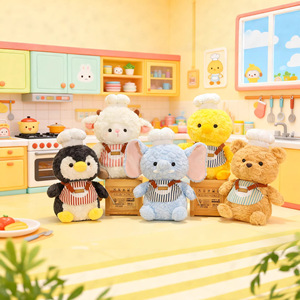 Lindo Peluche de Animal Chef con Delantal y Gorro de Chef, Juguete de Peluche Suave de Pingüino, Elefante, Oveja, Oso, Pollo para Niños, Regalo - Product Image 1