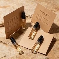 Flacons de parfum vides personnalisés de 1,5 ml et 2 ml, petits flacons d'échantillon en verre avec impression de logo, atomiseur, flacon de parfum avec carte en papier, flacon pulvérisateur