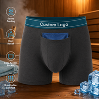 Sous-vêtements rafraîchissants en mélange de coton avec 2 pochettes de gel réutilisables, poche avant pour sauna et récupération post-chirurgie, type boxer