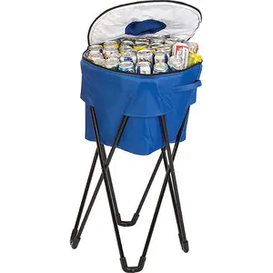 野餐防漏浴缸冷却器，带支架隔热可折叠冷热食物储物盒海滩野营烧烤冷却器袋