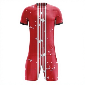 Uniformes de football grande taille de haute qualité impression de logo de nom d'équipe personnalisable 100% polyester matériel durable maillots de football pour enfants - Product Image 1