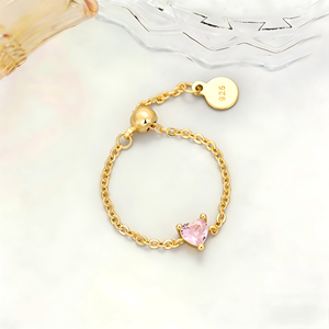 Bagues empilables FY Fashion pour femmes – Pendentif géométrique <span class=keywords><strong>carré</strong></span>, cœur, rond, <span class=keywords><strong>solitaire</strong></span>, strass, diamant, avec chaîne réglable - Product Image 3