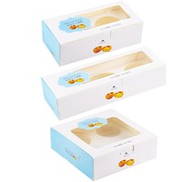 Boîtes à gâteaux en papier kraft blanc 2 3 4 trous écologiques personnalisées Boîte à tarte aux œufs mignonne pour emballage avec fenêtre