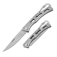 Couteau de poche pliant à manche creux en acier inoxydable 3Cr13, mini couteau utilitaire avec mousqueton pour le camping, la randonnée et les activités de plein air
