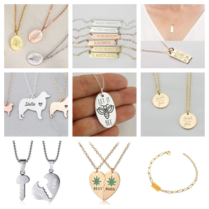Collar con forma de corazón de corte láser de acero inoxidable <span class=keywords><strong>para</strong></span> mujer, Gargantilla con logotipo personalizado, barra en blanco, etiquetas personalizadas <span class=keywords><strong>para</strong></span> <span class=keywords><strong>perros</strong></span> y mascotas, collar ovalado - Product Image 5